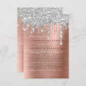 Glitter Drips Silver Roos Gold Bridal Sweet 16th Kaart (Voorkant / Achterkant)