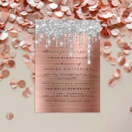 Glitter Drips Silver Roos Gold Bridal Sweet 16th Kaart