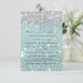 Glitter Drips Silver Smoky Bridal Sweet 16th Kaart (Staand voorkant)