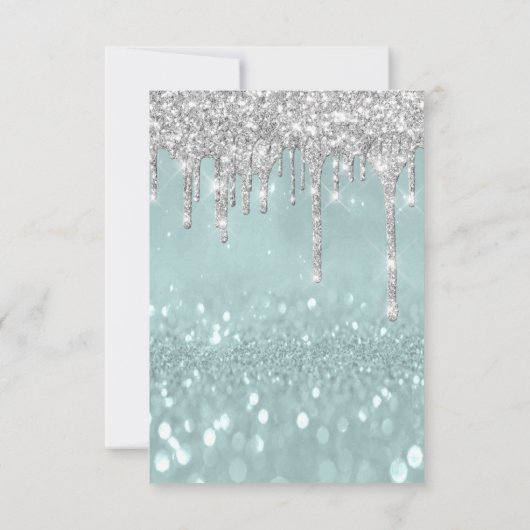 Glitter Drips Silver Smoky Bridal Sweet 16th Kaart (Achterkant)