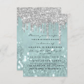 Glitter Drips Silver Smoky Bridal Sweet 16th Kaart (Voorkant / Achterkant)
