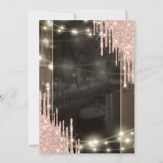 Glitter Drips Slingerlichten 30e Verjaardag  Kaart (Achterkant)