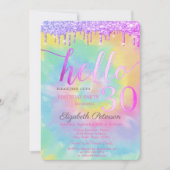 Glitter Drips Tie Dye 30th Birthday Party Kaart (Voorkant)