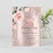 Glitter Drips Watercolor Rozen 35e Verjaardag Kaart (Staand voorkant)