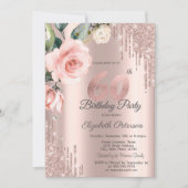 Glitter Drips Watercolor Rozen 60ste Verjaardag Kaart (Voorkant)