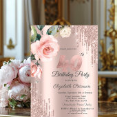 Glitter Drips Waterverf Rozen 40e Verjaardag Kaart