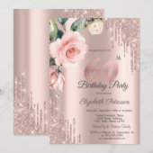 Glitter Drips Waterverf Rozen 60e Verjaardag Kaart (Voorkant / Achterkant)