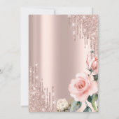 Glitter Drips Waterverf Rozen 75e Verjaardag Kaart (Achterkant)