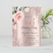 Glitter Drips Waterverf Rozen 80e Verjaardag Kaart (Staand voorkant)