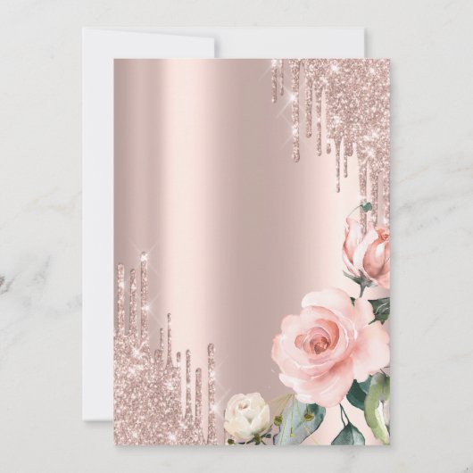 Glitter Drips Waterverf Rozen 85e Verjaardag Kaart (Achterkant)