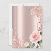 Glitter Drips Waterverf Rozen Quinceañera Kaart (Achterkant)