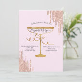 Glitter Drips Wijn Glas Roze Bachelorette Kaart (Staand voorkant)