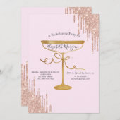 Glitter Drips Wijn Glas Roze Bachelorette Kaart (Voorkant / Achterkant)