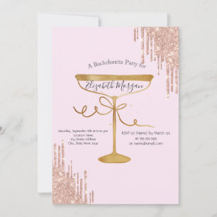 Glitter Drips Wijn Glas Roze Bachelorette Kaart