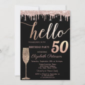 Glitter Drips, Wine Glass 50th Birthday Party Kaart (Voorkant)