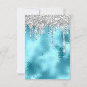 Glitter Drips Zilver Blauw Bruids Sweet 16e Oceaan Kaart (Achterkant)