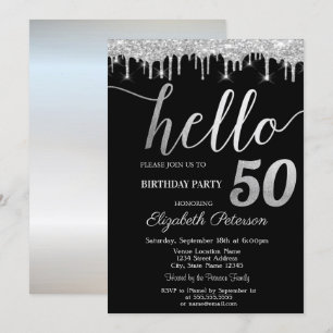 Glitter Drips Zilver Feestje 50e Verjaardag Partij Kaart
