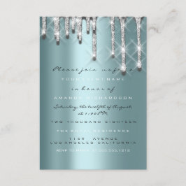 Glitter Drips Zilver Teal Bruids Sweet 16e 3d Kaart