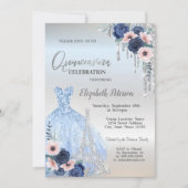 Glitter Drivers, Dress, Blue Rozen Quinceañera Kaart (Voorkant)