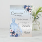 Glitter Drivers, Dress, Blue Rozen Quinceañera Kaart (Staand voorkant)