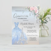 Glitter Drivers, Dress, Eiffeltoren Rozen Quinceañ Kaart (Staand voorkant)