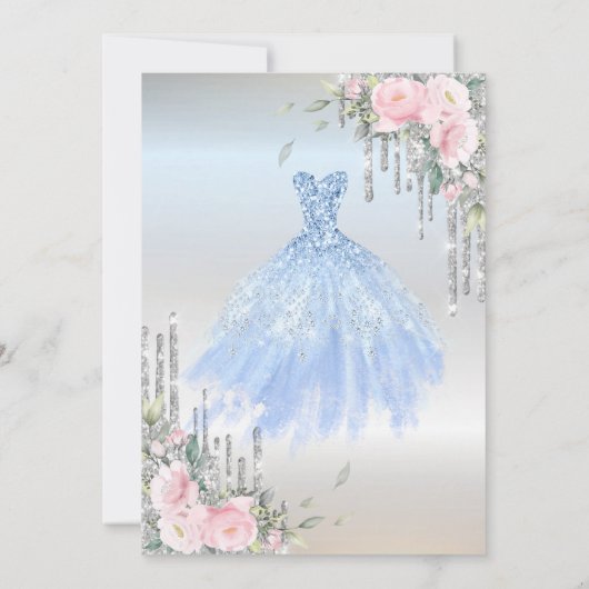 Glitter Drivers, Dress, Eiffeltoren Rozen Quinceañ Kaart (Achterkant)