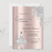 Glitter Drivers, Eiffeltoren Ballerina Quinceañera Kaart (Voorkant)