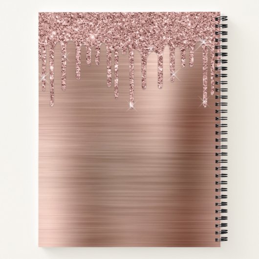 Glitter Drivers geborsteld Metaal Roos Gold Monogr Notitieboek (Achterkant)