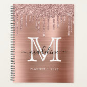 Glitter Drivers geborsteld Metaal Roos Gold Monogr Planner (Voorkant)