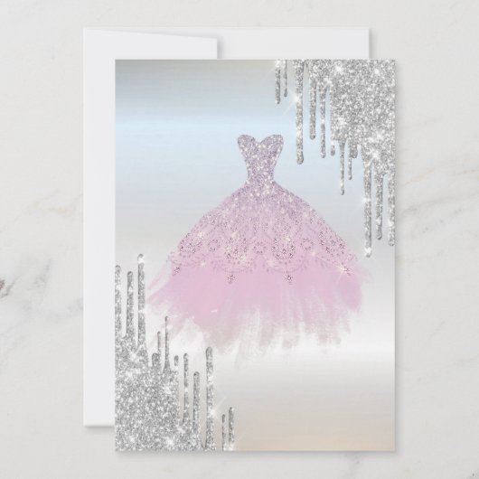 Glitter Drivers, Lavander Dress, Eiffel Quinceañer Kaart (Achterkant)