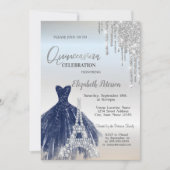 Glitter Drivers, marineblauw dress, Eiffel Quincea Kaart (Voorkant)