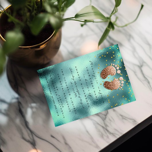 Glitter Drivers Roos Gold Baby shower Blauwgroen Kaart