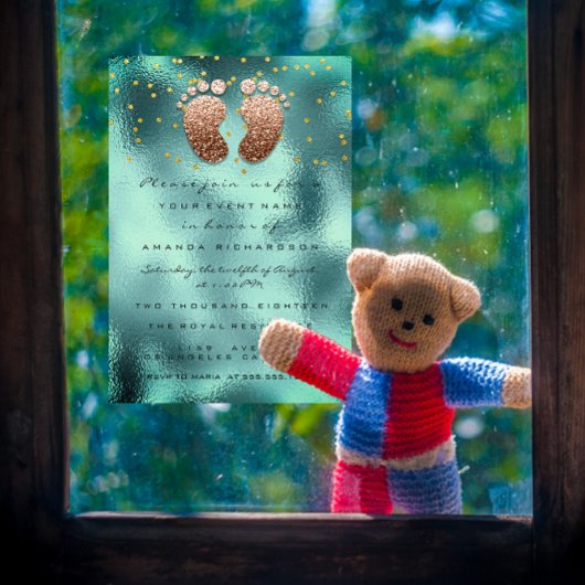 Glitter Drivers Roos Gold Baby shower Blauwgroen Kaart