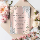 Glitter Drivers, Rozen, Roos Gold Wedding Jubileum Kaart