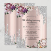 Glitter Drivers, Tropische bloemen Roos Gold Wedde Kaart (Voorkant / Achterkant)