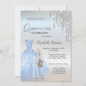 Glitter Drives,Dress,Champagne Glass Quinceañera Kaart (Voorkant)