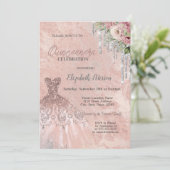 Glitter Drives, Dress Floral Chic Quinceanera Kaart (Staand voorkant)