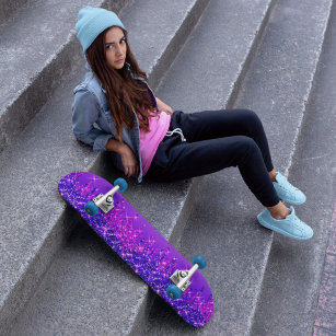 Glitter droogt Paarse roze Persoonlijk Skateboard