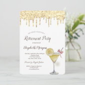 Glitter Drops Cocktail Citroen Pensioen Kaart (Staand voorkant)