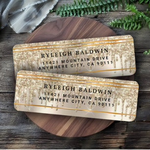 Glitter druist elegant retouradreslabel in etiket