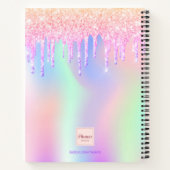 Glitter druist holografisch eenhoornmeisje roze na notitieboek (Achterkant)