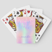 Glitter druist holografische eenregenboogmonogram pokerkaarten (Achterkant)
