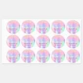 Glitter druist regenboogkleurige naam schoolbezitt labels (Vel)