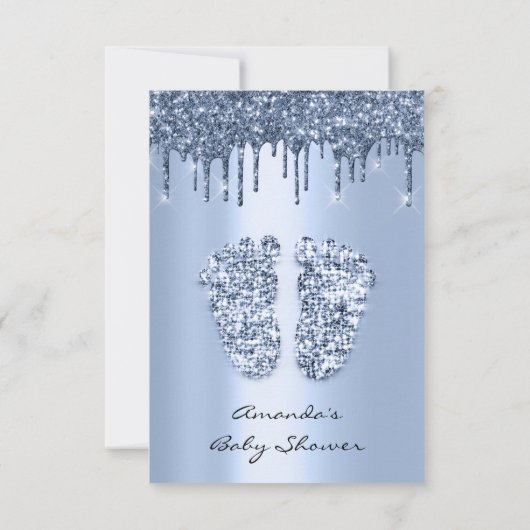 Glitter drukt pastel Blue Baby Boy Shower Feet Kaart (Achterkant)