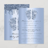 Glitter drukt pastel Blue Baby Boy Shower Feet Kaart (Voorkant / Achterkant)