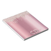 Glitter drup roze goud glanzend glam monogram notitieblok (Schuin)