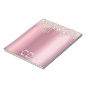 Glitter drup roze goud glanzend glam monogram notitieblok (Linkerzijde)