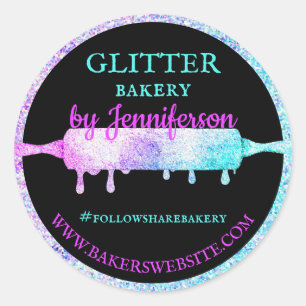 Glitter druppel deegroller Cirkel Cadeau Bakkerij Ronde Sticker