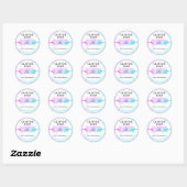 Glitter druppel deegroller turquoise roze Cadeau B Ronde Sticker (Vel)