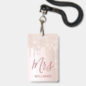 Glitter Druppel Leraar Aangepaste Naam Lanyard ID  Badge (Voorzijde met lanyard)